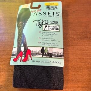 SPANX TIGHTS FLIPSIDE DIAMOND REVERSIBLE SHAPPING CHARCOAL BLACK SIZE 2 medium